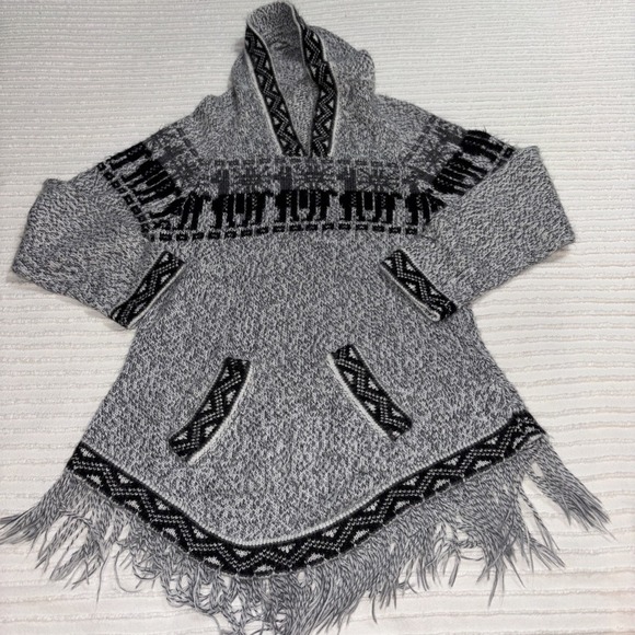 Alpaca Fringe Gray Sweater Hoodie Black Llama Print Peru Soft Cute SzXS/S - Picture 3 of 8